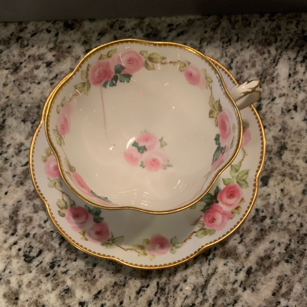 Antique George Jones & Sons Cresent Saucer And Tea Cup